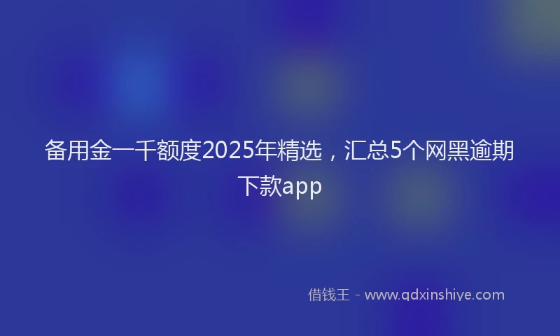 备用金一千额度2025年精选，汇总5个网黑逾期下款app