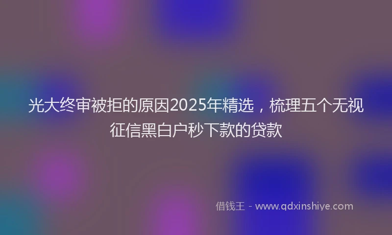 光大终审被拒的原因2025年精选，梳理五个无视征信黑白户秒下款的贷款