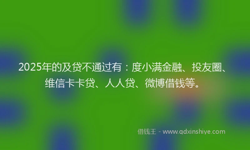 2025年的及贷不通过有：度小满金融、投友圈、维信卡卡贷、人人贷、微博借钱等。