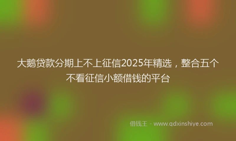 大鹅贷款分期上不上征信2025年精选，整合五个不看征信小额借钱的平台