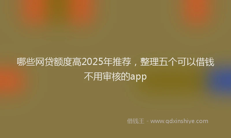 哪些网贷额度高2025年推荐，整理五个可以借钱不用审核的app