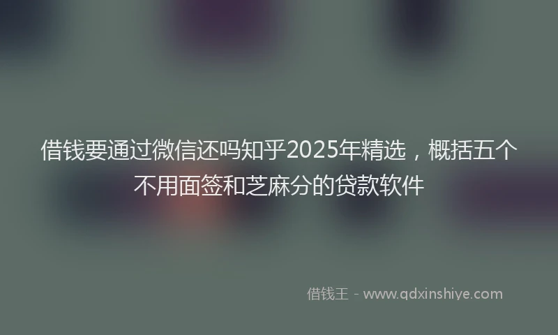 借钱要通过微信还吗知乎2025年精选，概括五个不用面签和芝麻分的贷款软件