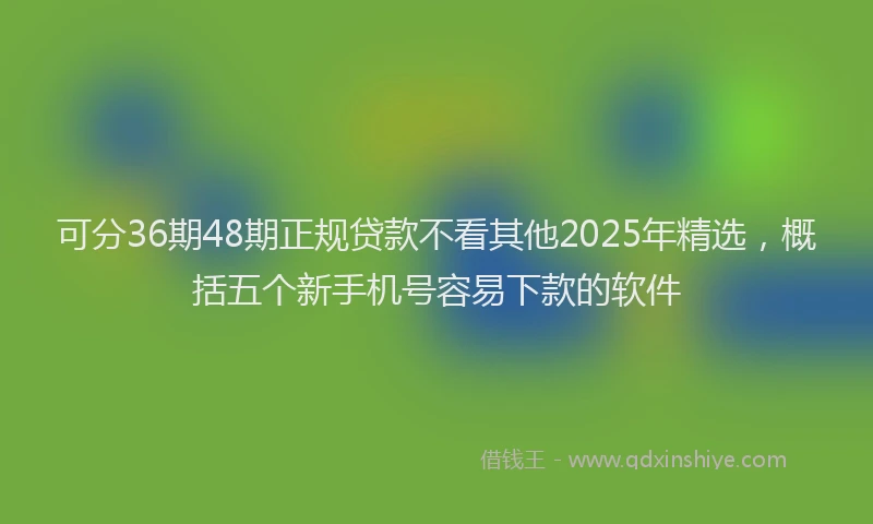 可分36期48期正规贷款不看其他2025年精选，概括五个新手机号容易下款的软件