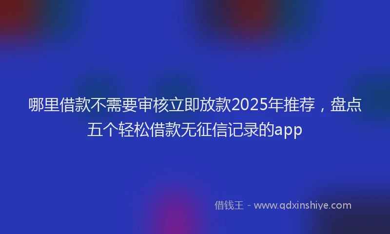 哪里借款不需要审核立即放款2025年推荐，盘点五个轻松借款无征信记录的app