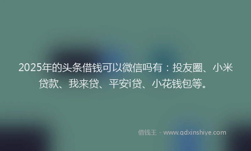 2025年的头条借钱可以微信吗有：投友圈、小米贷款、我来贷、平安i贷、小花钱包等。
