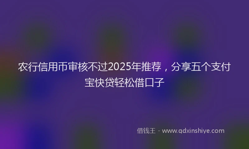 农行信用币审核不过2025年推荐，分享五个支付宝快贷轻松借口子