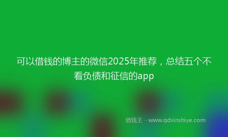 可以借钱的博主的微信2025年推荐，总结五个不看负债和征信的app