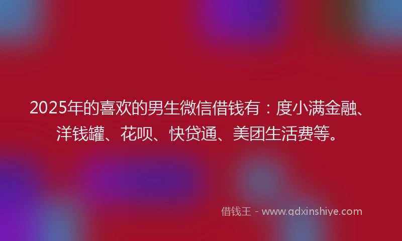 2025年的喜欢的男生微信借钱有：度小满金融、洋钱罐、花呗、快贷通、美团生活费等。