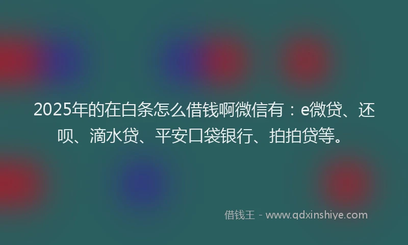 2025年的在白条怎么借钱啊微信有：e微贷、还呗、滴水贷、平安口袋银行、拍拍贷等。