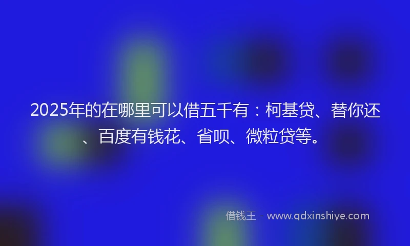 2025年的在哪里可以借五千有：柯基贷、替你还、百度有钱花、省呗、微粒贷等。
