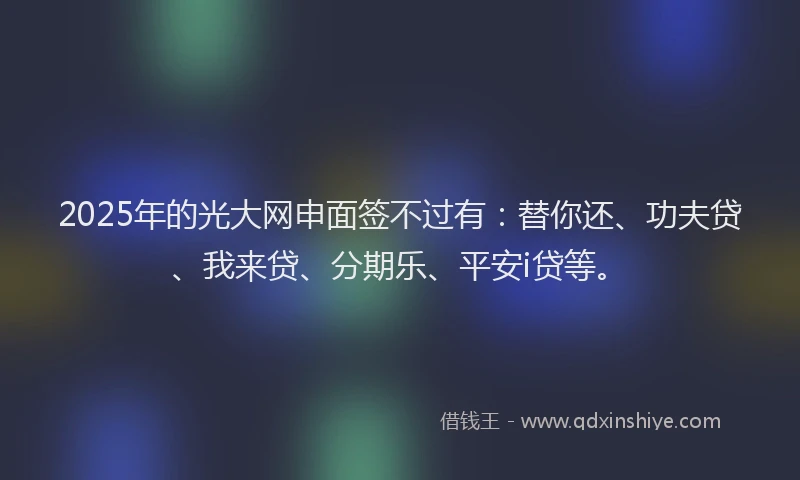 2025年的光大网申面签不过有：替你还、功夫贷、我来贷、分期乐、平安i贷等。