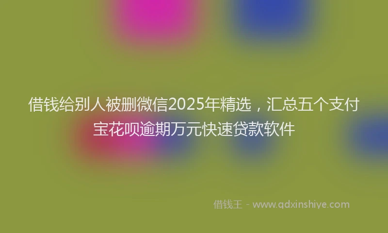 借钱给别人被删微信2025年精选，汇总五个支付宝花呗逾期万元快速贷款软件