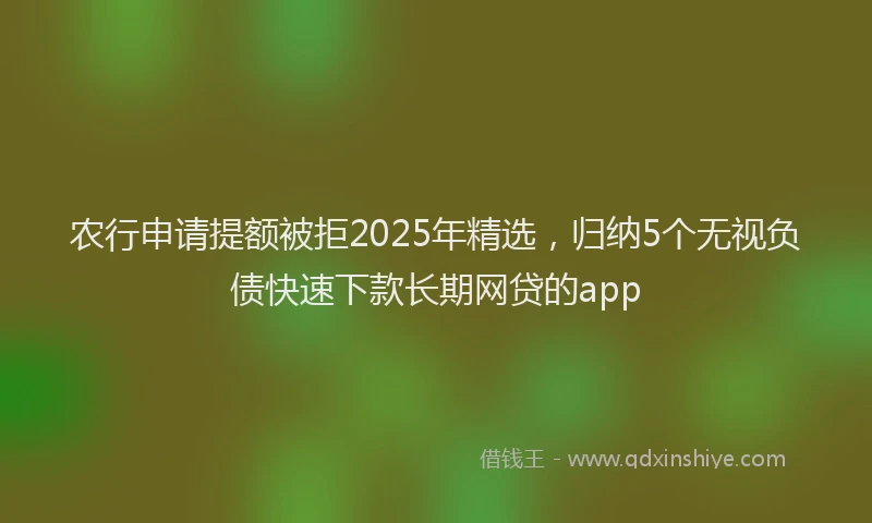 农行申请提额被拒2025年精选，归纳5个无视负债快速下款长期网贷的app