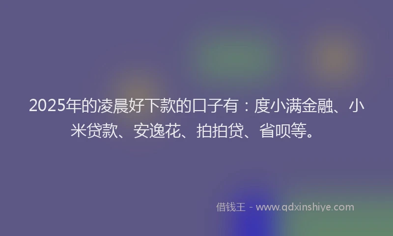 2025年的凌晨好下款的口子有：度小满金融、小米贷款、安逸花、拍拍贷、省呗等。