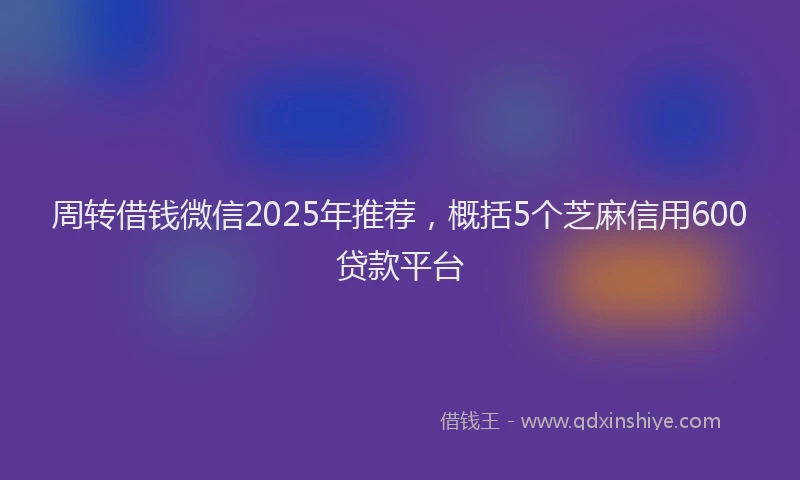 周转借钱微信2025年推荐，概括5个芝麻信用600贷款平台