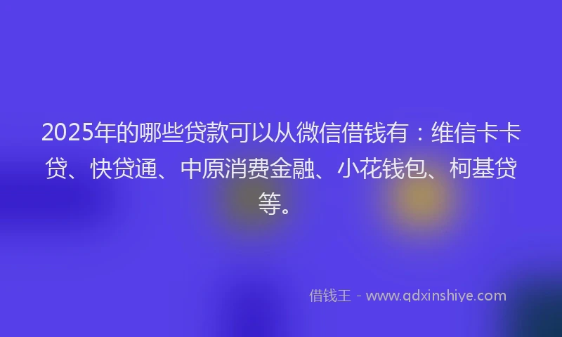 2025年的哪些贷款可以从微信借钱有：维信卡卡贷、快贷通、中原消费金融、小花钱包、柯基贷等。