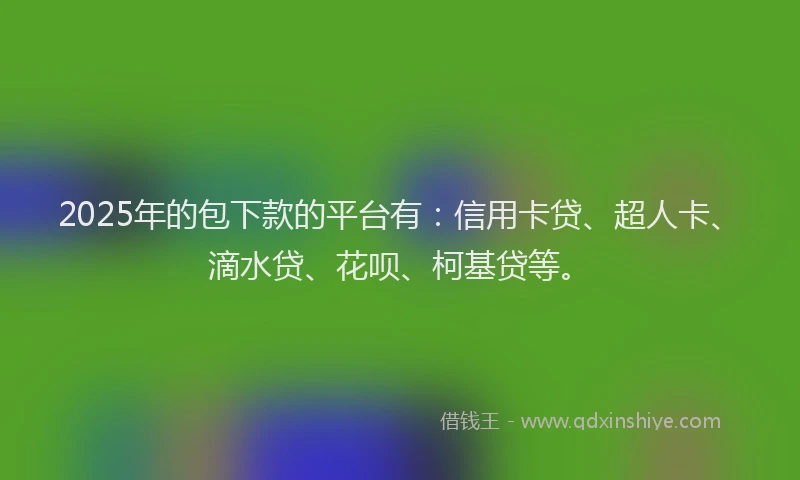 2025年的包下款的平台有：信用卡贷、超人卡、滴水贷、花呗、柯基贷等。