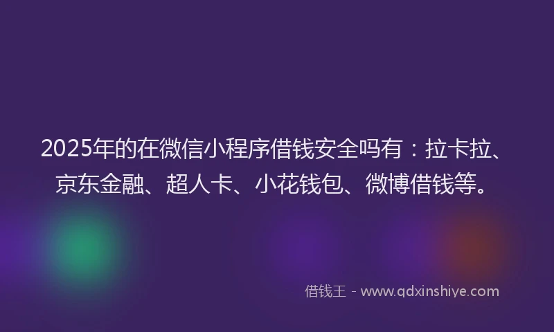 2025年的在微信小程序借钱安全吗有：拉卡拉、京东金融、超人卡、小花钱包、微博借钱等。