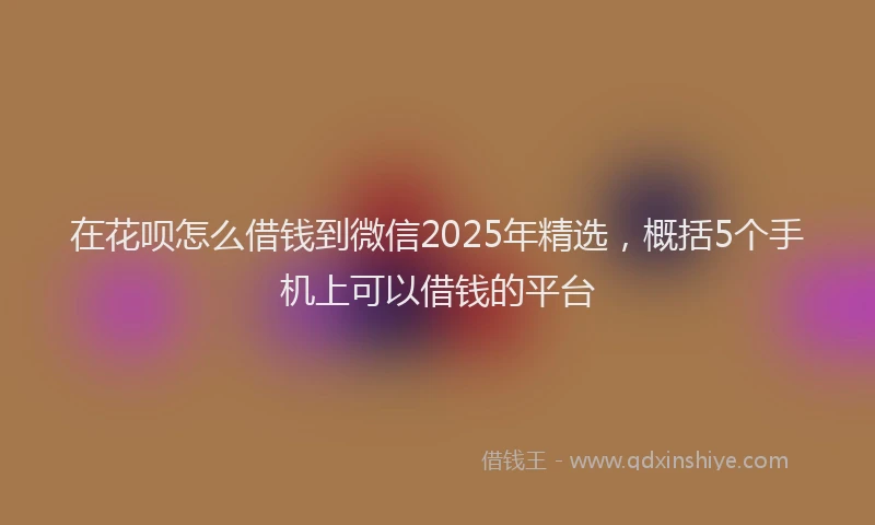 在花呗怎么借钱到微信2025年精选，概括5个手机上可以借钱的平台