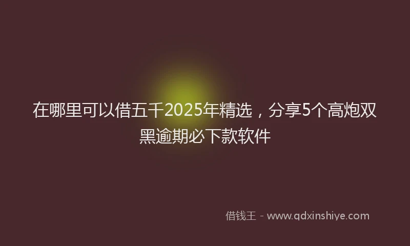 在哪里可以借五千2025年精选，分享5个高炮双黑逾期必下款软件