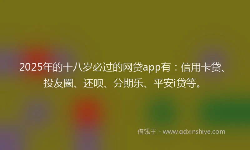 2025年的十八岁必过的网贷app有：信用卡贷、投友圈、还呗、分期乐、平安i贷等。