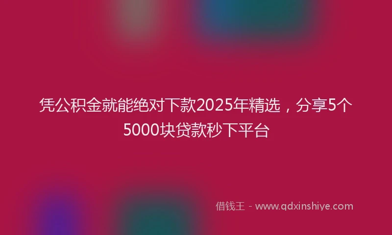 凭公积金就能绝对下款2025年精选，分享5个5000块贷款秒下平台