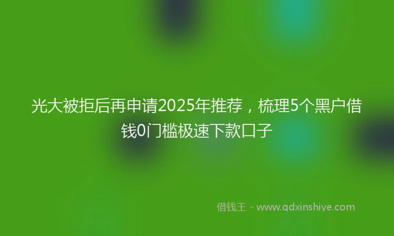 光大被拒后再申请2025年推荐，梳理5个黑户借钱0门槛极速下款口子