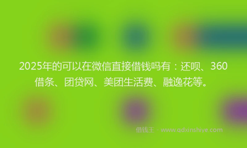 2025年的可以在微信直接借钱吗有：还呗、360借条、团贷网、美团生活费、融逸花等。