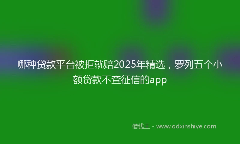 哪种贷款平台被拒就赔2025年精选，罗列五个小额贷款不查征信的app