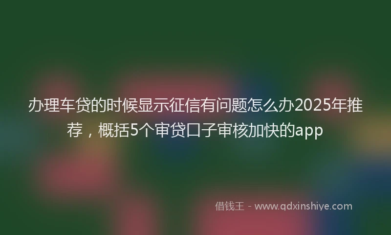 办理车贷的时候显示征信有问题怎么办2025年推荐，概括5个审贷口子审核加快的app