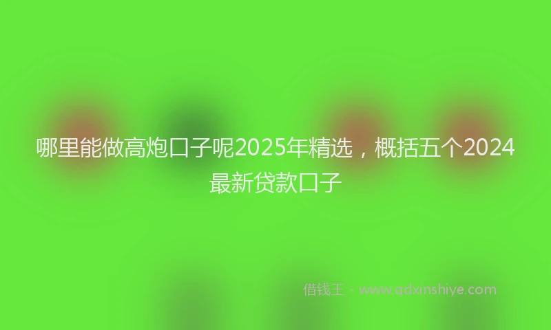 哪里能做高炮口子呢2025年精选，概括五个2024最新贷款口子