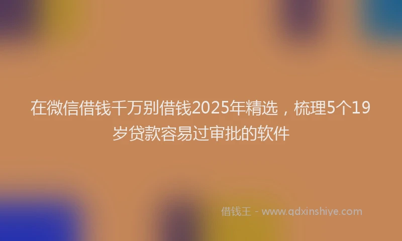 在微信借钱千万别借钱2025年精选，梳理5个19岁贷款容易过审批的软件
