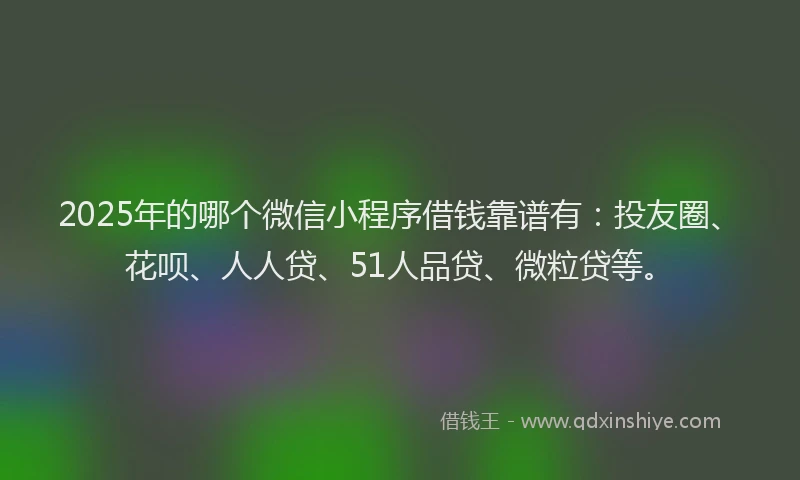 2025年的哪个微信小程序借钱靠谱有：投友圈、花呗、人人贷、51人品贷、微粒贷等。