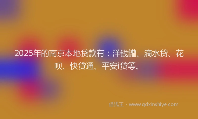 2025年的南京本地贷款有：洋钱罐、滴水贷、花呗、快贷通、平安i贷等。