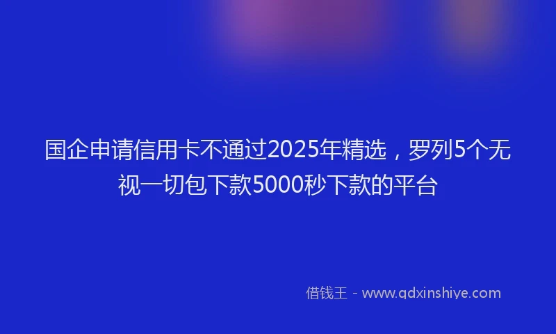 国企申请信用卡不通过2025年精选，罗列5个无视一切包下款5000秒下款的平台