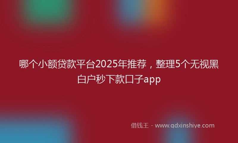 哪个小额贷款平台2025年推荐，整理5个无视黑白户秒下款口子app