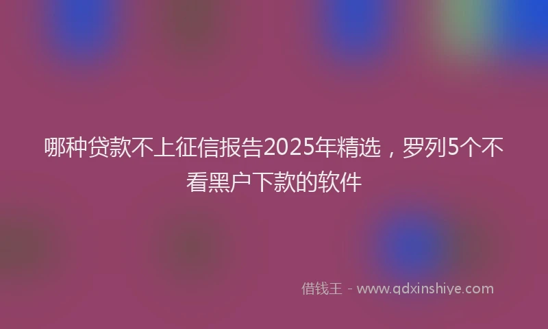 哪种贷款不上征信报告2025年精选，罗列5个不看黑户下款的软件