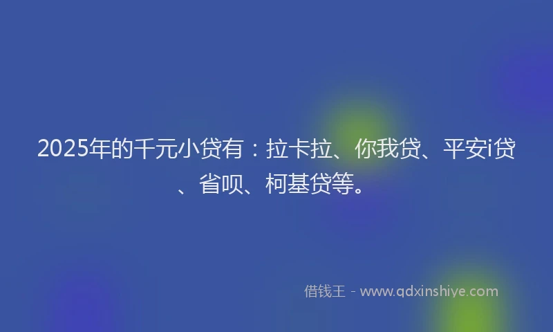 2025年的千元小贷有：拉卡拉、你我贷、平安i贷、省呗、柯基贷等。