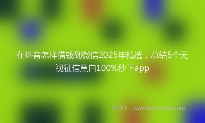 在抖音怎样借钱到微信2025年精选，总结5个无视征信黑白100%秒下app