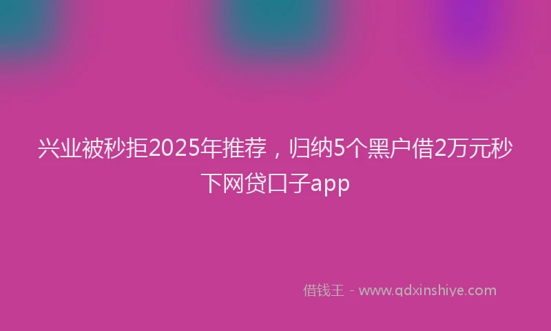 兴业被秒拒2025年推荐，归纳5个黑户借2万元秒下网贷口子app
