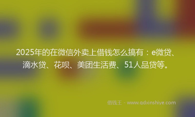 2025年的在微信外卖上借钱怎么搞有：e微贷、滴水贷、花呗、美团生活费、51人品贷等。