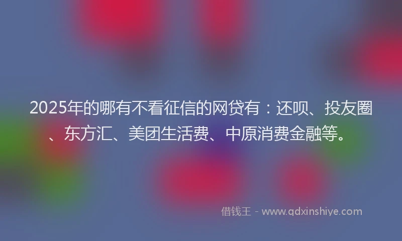 2025年的哪有不看征信的网贷有：还呗、投友圈、东方汇、美团生活费、中原消费金融等。