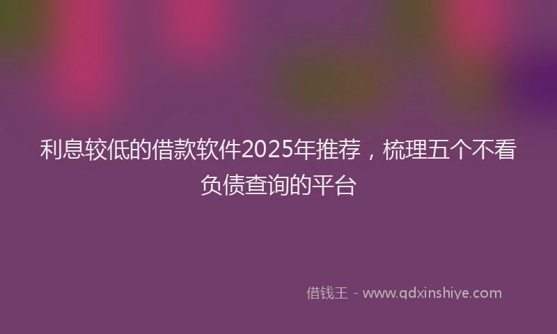利息较低的借款软件2025年推荐，梳理五个不看负债查询的平台