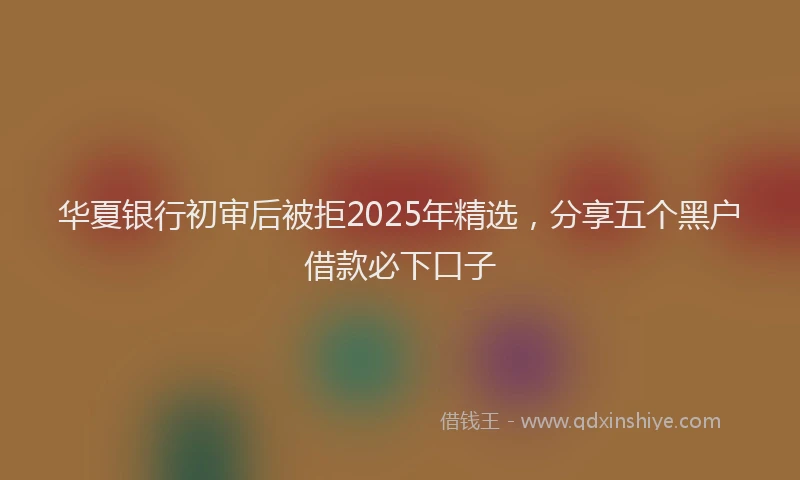 华夏银行初审后被拒2025年精选，分享五个黑户借款必下口子