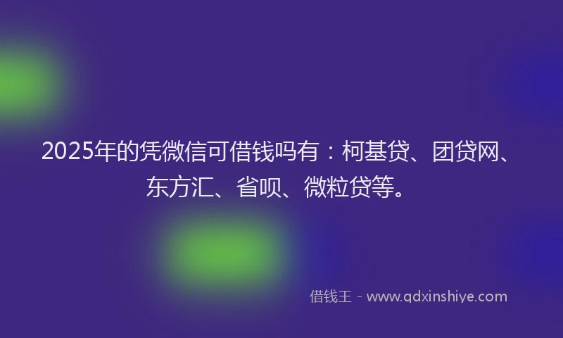 2025年的凭微信可借钱吗有：柯基贷、团贷网、东方汇、省呗、微粒贷等。