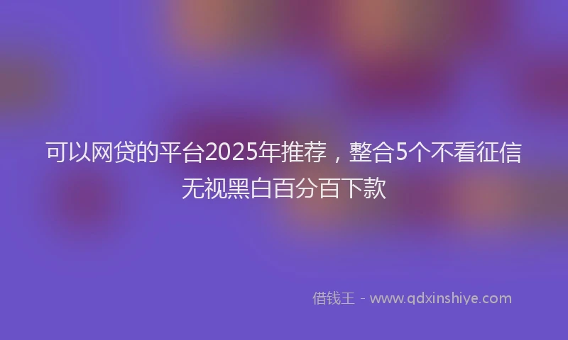 可以网贷的平台2025年推荐，整合5个不看征信无视黑白百分百下款