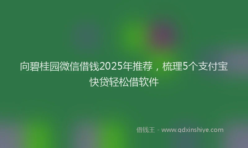 向碧桂园微信借钱2025年推荐，梳理5个支付宝快贷轻松借软件