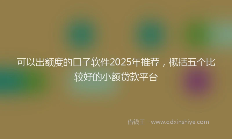 可以出额度的口子软件2025年推荐，概括五个比较好的小额贷款平台