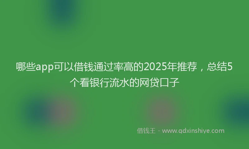 哪些app可以借钱通过率高的2025年推荐，总结5个看银行流水的网贷口子