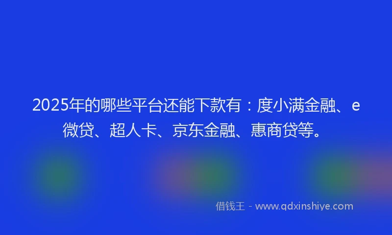 2025年的哪些平台还能下款有：度小满金融、e微贷、超人卡、京东金融、惠商贷等。